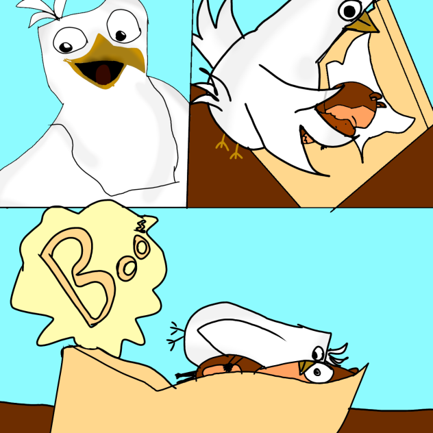 Gull messing with merl