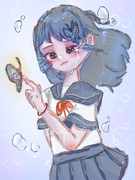 蝶と,共に｡(小３の本気絵)