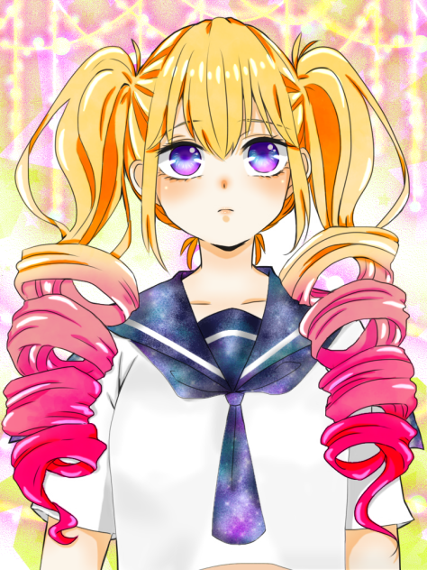 縦ドリルツイン 線画 塗らせていただきました