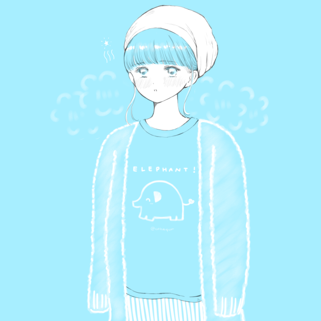 お風呂上がり、象のTシャツ着てる女の子。