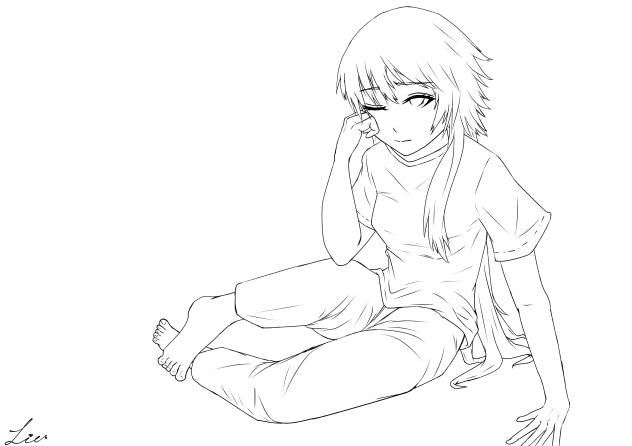 なかぽん様FA✨代理の夜霧明日香ちゃん（線画）