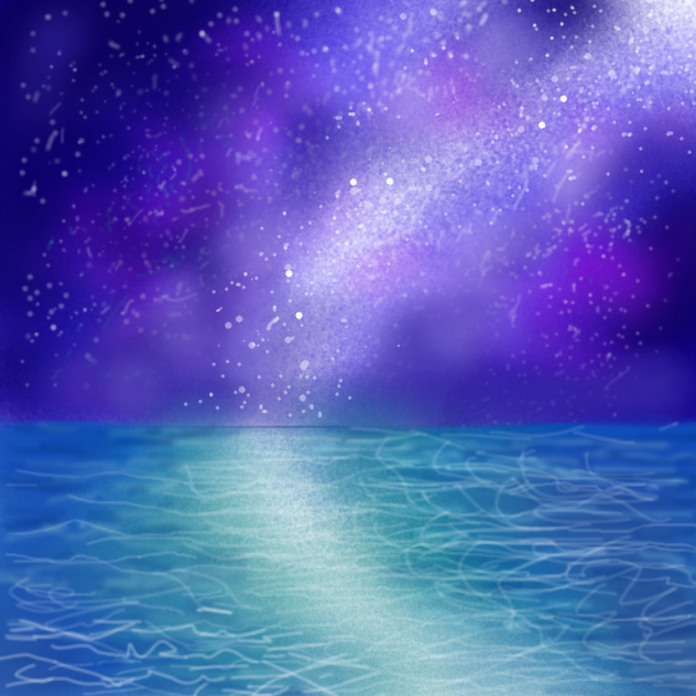 いつかの風景40　夜空と海と