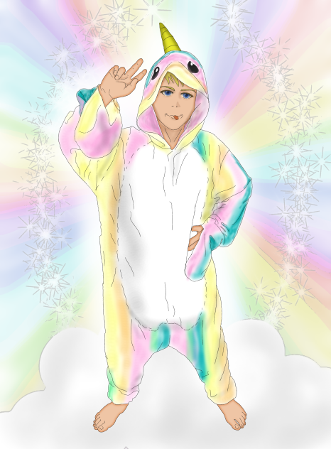 rainbow unicorn whale - ibisPaint