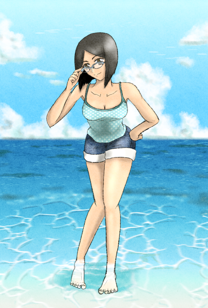 ブロータイプメガネ女子