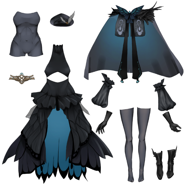 Gothic Dress Exploded view