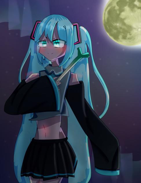 肌を青色で書いた初音ミク