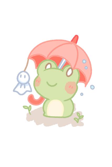 かえるの雨宿り