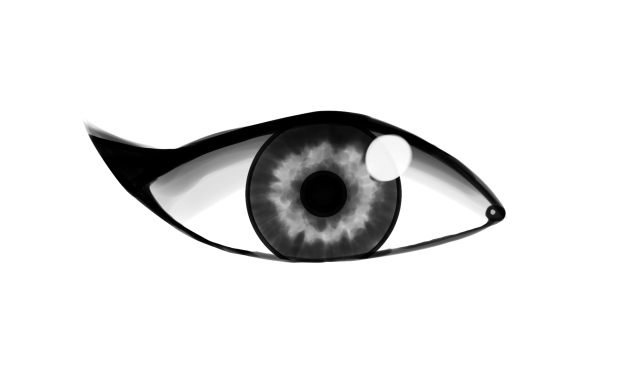 black and white eye