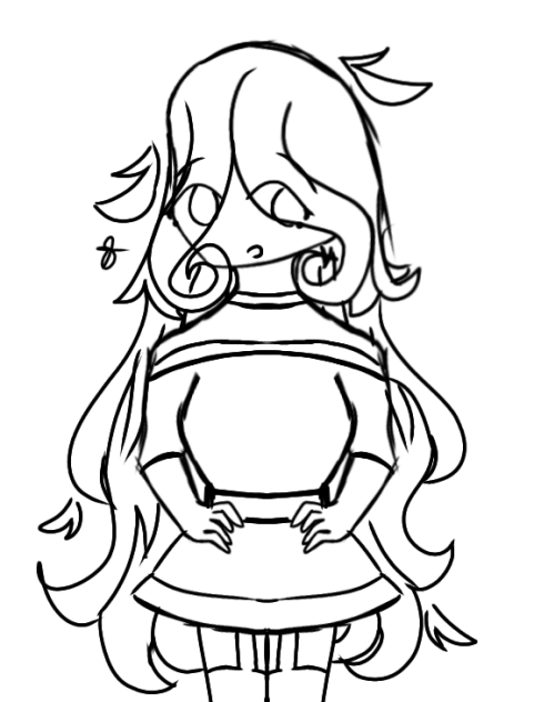 Girl With Swirly Hair Sketch