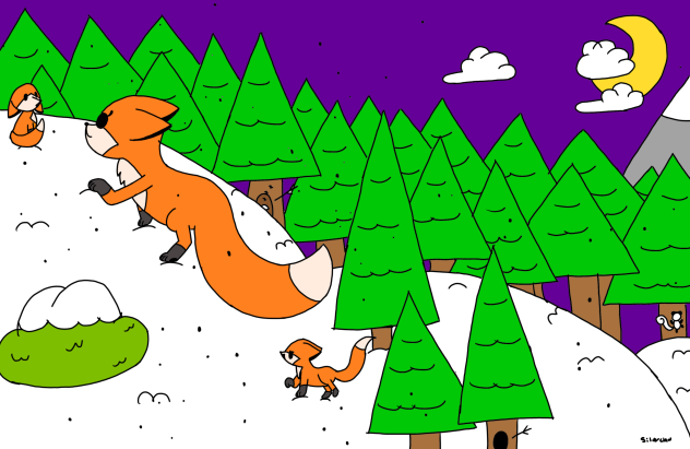 Foxes in the woods - ibisPaint