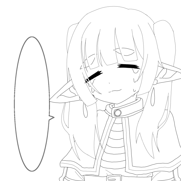 ぱっつんフリーレンの塗り絵だよ！自由に塗ってね！