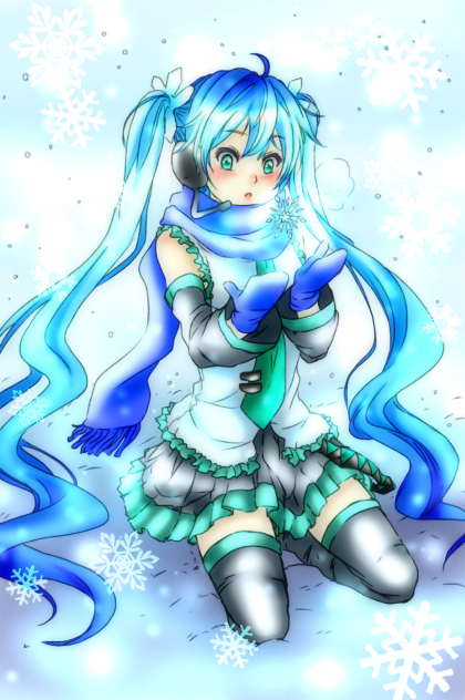 【線画】雪ミク【拝借】