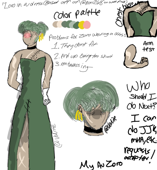 Zoro in a dress( COMMS OPEN )