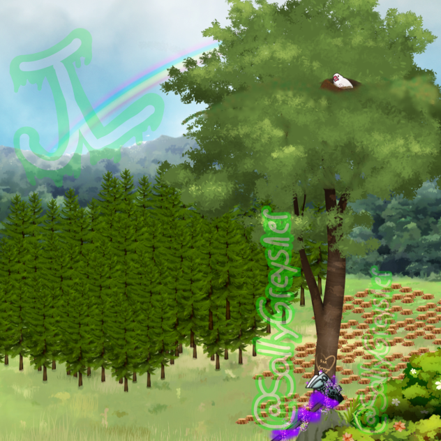 Forest and enchanted diamond axe