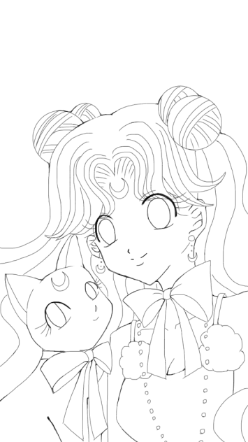 セーラームーン  ルナ  線画