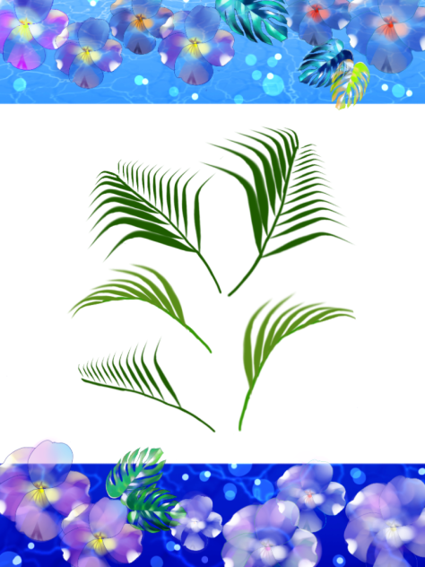 ヤシの葉素材、南国背景