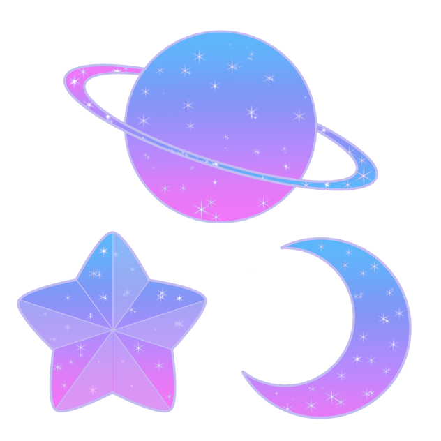 ステッカー風月・惑星・星