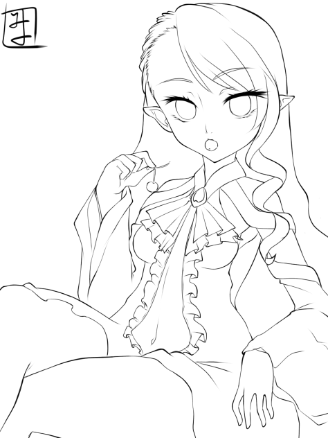 水晶と桜桃　line art