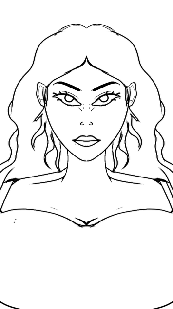 The princess with wavy hair out line