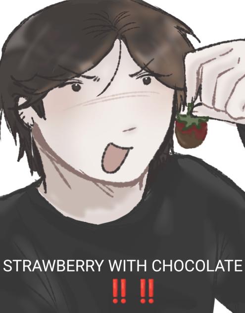 Jungwon strawberry with chocolate