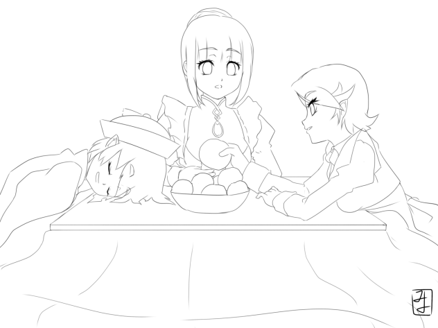 コタツとみかん　ぬり絵
