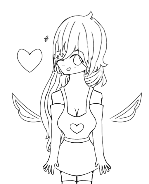 Girl with Hair that swoops right Lineart