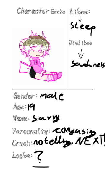 Savvys character info!