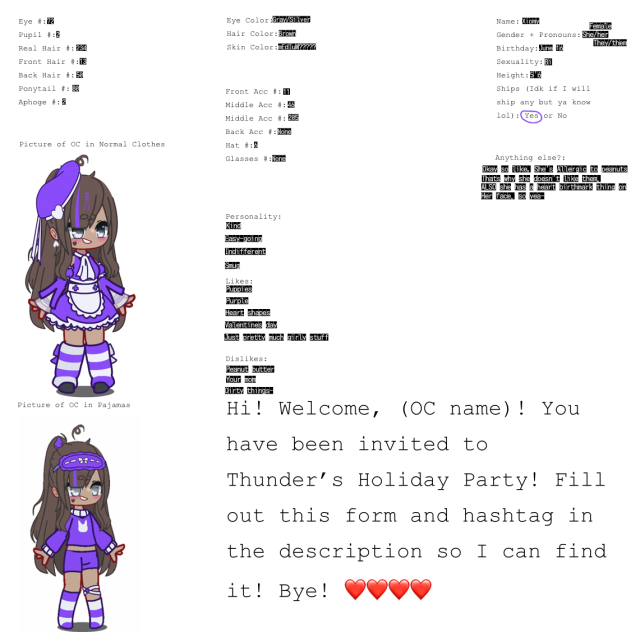 Holiday party character sheet thingy