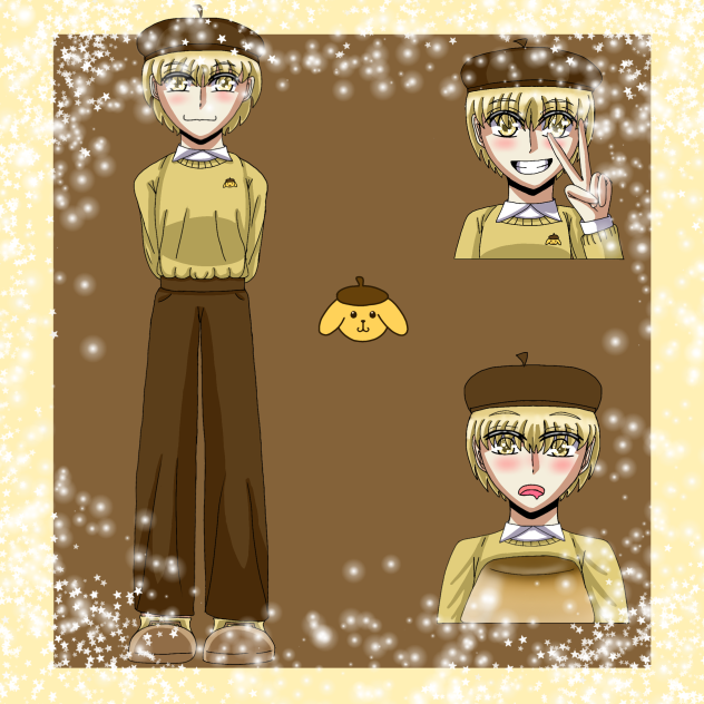 Sanrio characters as humans. Pompompurin