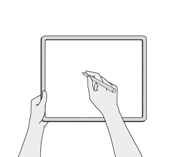 Hands with tablet and pen