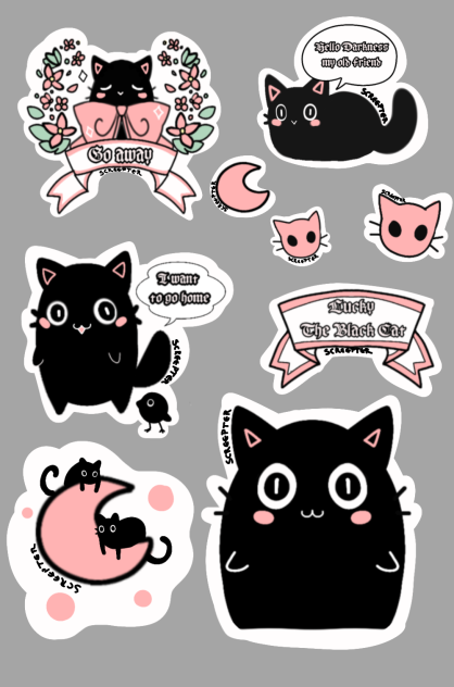 Sticker Sheet Lucky The Black Cat
