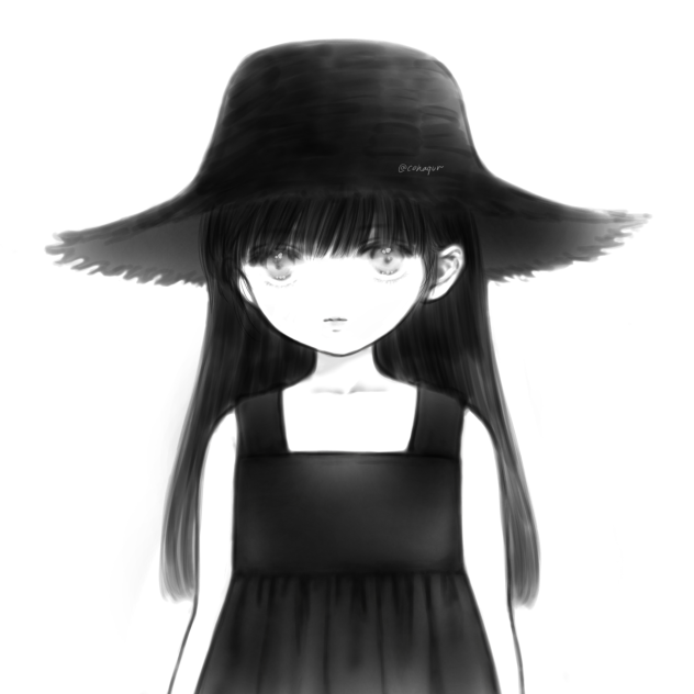 黒麦わら帽の女の子。