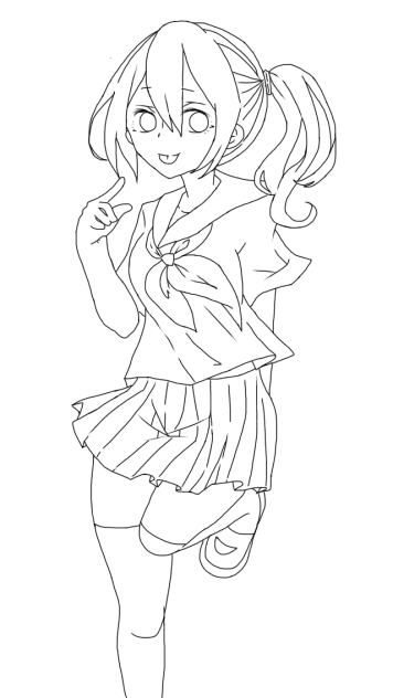 【線画】どなたか塗ってください！女の子