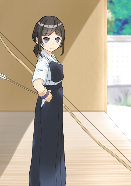 弓道着の羽島千尋
