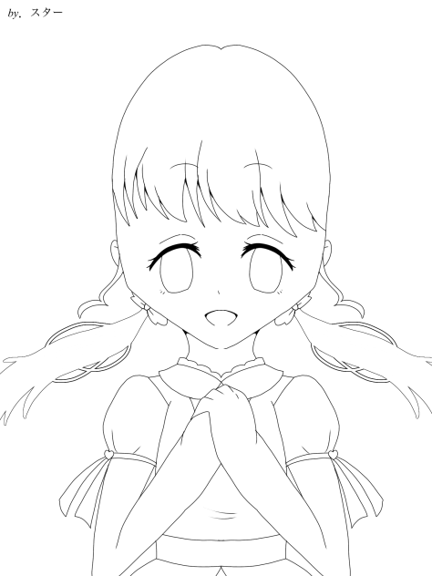 ゆったりな女の子【線画】