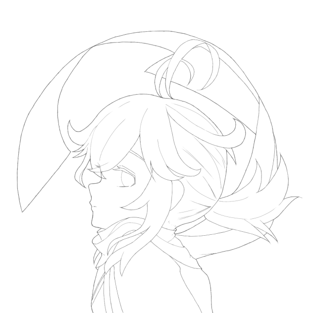 原神　楓原万葉　線画　※キャラ崩壊⚠