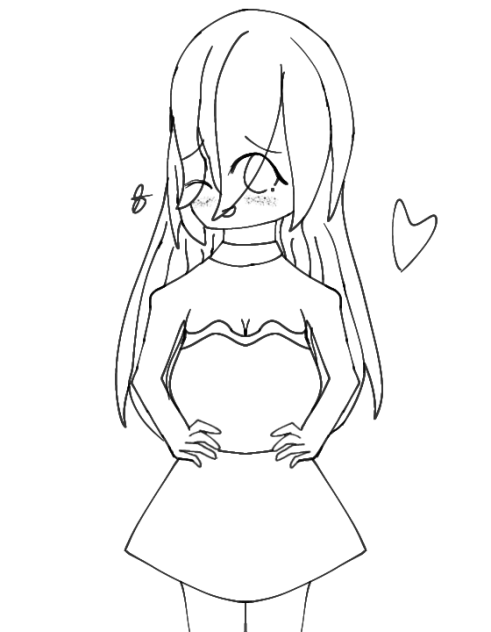 A Beautiful Nice Girl in a dress Lineart