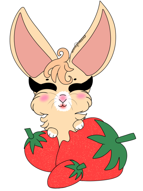 Cream Bunny With Strawberries -