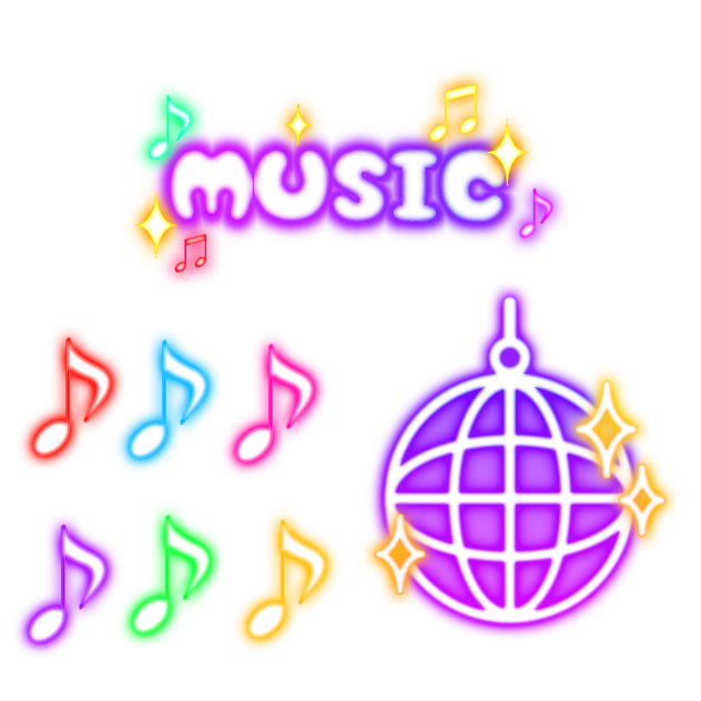 Music neon icons 3