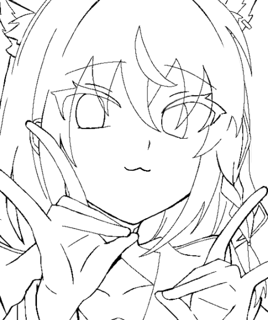 白上フブキ　線画