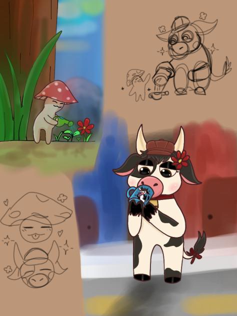 vaca e cogumelo
