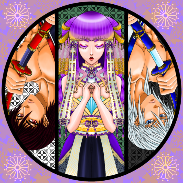 デジ絵0037：刀護の巫女と戦人
