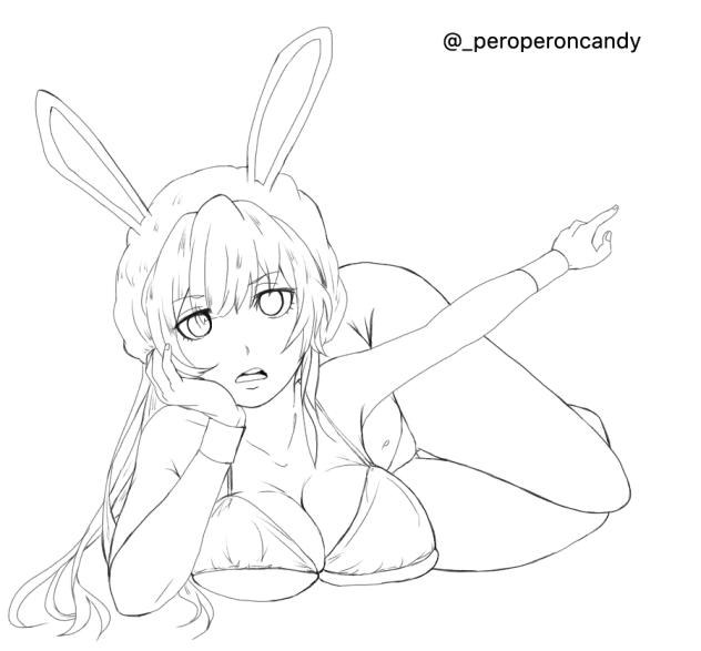 線画 わがままうさぎ