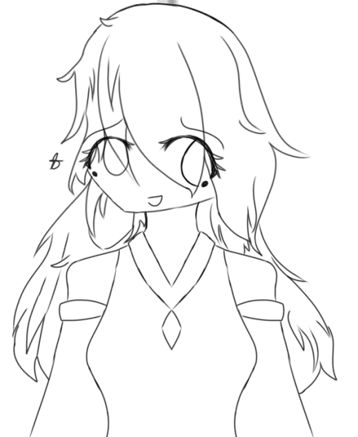 Girl Looking to the Side Lineart