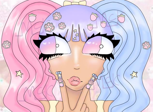 Bubble gum Gyaru speed paint 🩵🩷💜💛