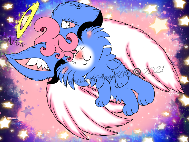 Baby Blue And Pink Sleeping Angel Bunny
