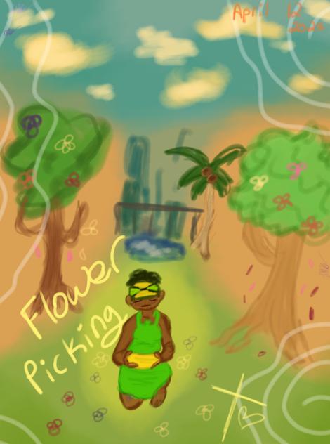 Drawing inspired by my grandma 🖤💚💛