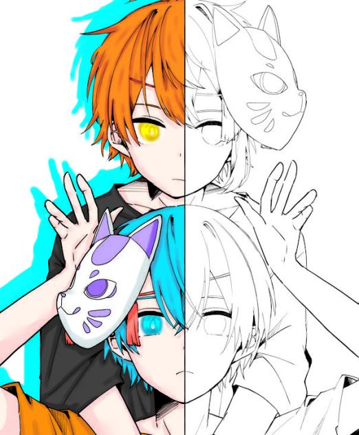 フリー線画塗ってみた