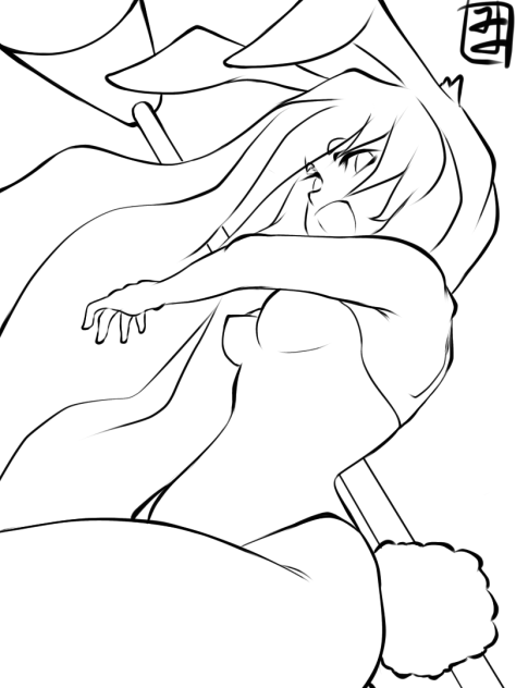 ダイナミック餅つき　line art