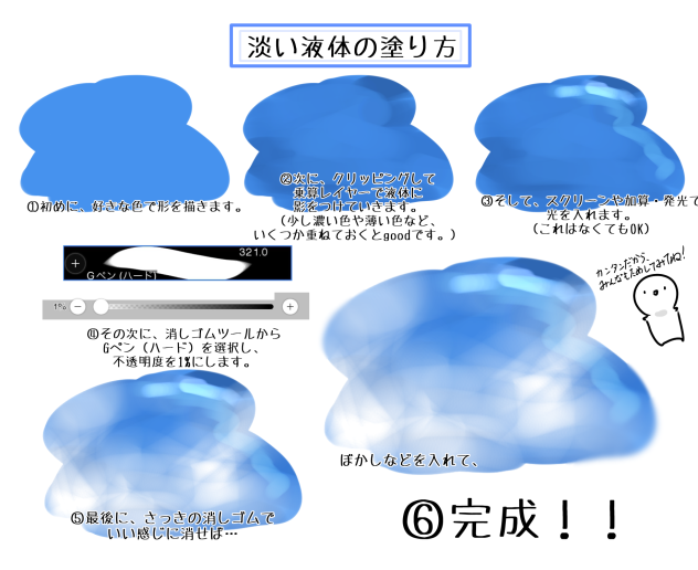 淡い液体の塗り方